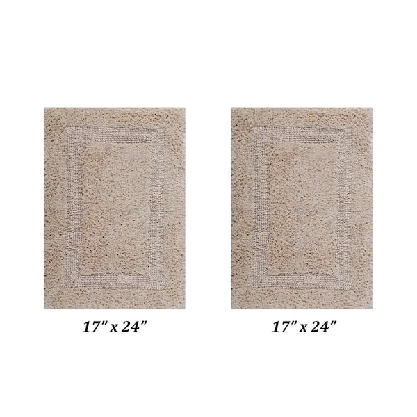 Lux Collection Sand 17 in. x 24 in. and 17 in. x 24 in. 100% Cotton 2-Piece Bath Rug Set