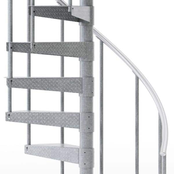 Mylen Stairs Reroute Galvanized Exterior 42 In Diameter Spiral Staircase Kit Fits Height 119 In To 133 In Ec42z13a003 The Home Depot