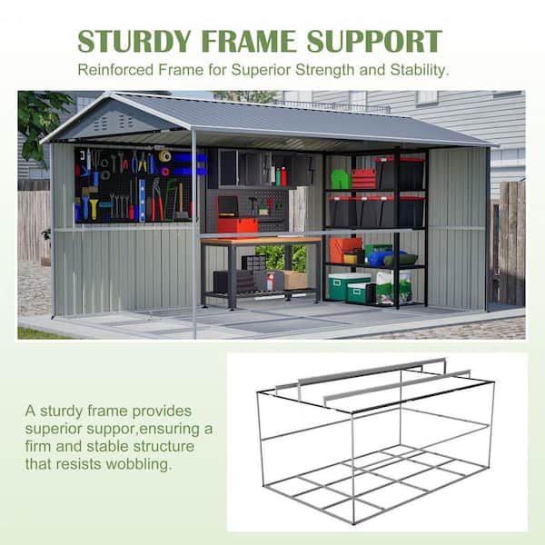 HumblePleb 8 ft. W x 12 ft. D Metal Outdoor Storage Shed with