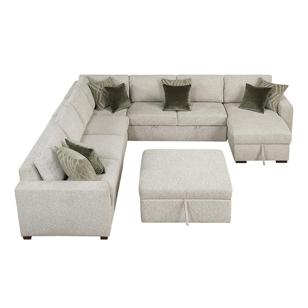 Lazzara Deleon 140 in. Straight Arm 6-Piece Microfiber Sectional