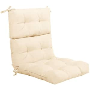 22 in. x 20 in. Outdoor High Back Dining Chair Cushion Patio Tufted Seating Pad with Non-Slip String Ties in Beige