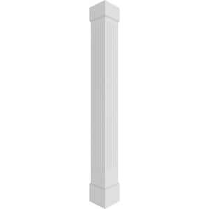 11-5/8 in. x 8 ft. Premium Square Non-Tapered Fluted PVC Column Wrap Kit Standard Capital and Base