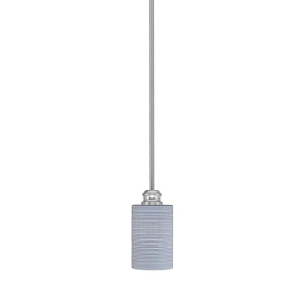 Unbranded Albany 60-Watt 1-Light Nickel Shaded Pendant Light Mini Pendant with 4 in. Gray Matrix Glass Shade, No Bulb Included