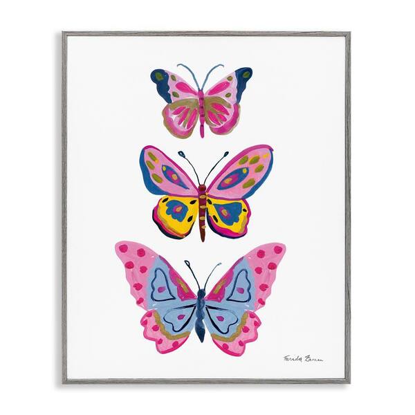 Butterfly Canvas Wall Art – Blue & Gold Oil Painting Print, Frameless, 20x30 Inches, Farmhouse & Office Decor