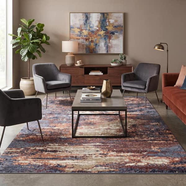 Jordan 9 x 12 Rust Abstract Pattern Area Rug for High Traffic Living Room Dining Room Bedroom