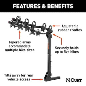 Premium 5-Bicycle Hitch Mounted Bike Rack for Cars or SUVs with 2 in. Recievers