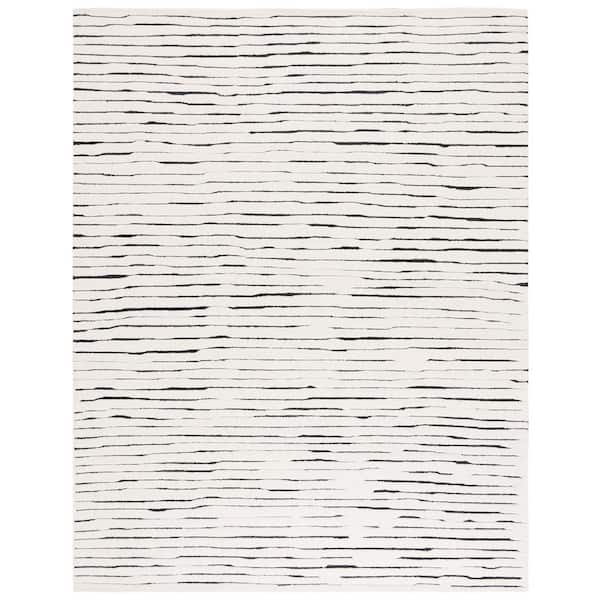 Casablanca 8 ft. x 10 ft. Ivory/Black Abstract Striped Area Rug