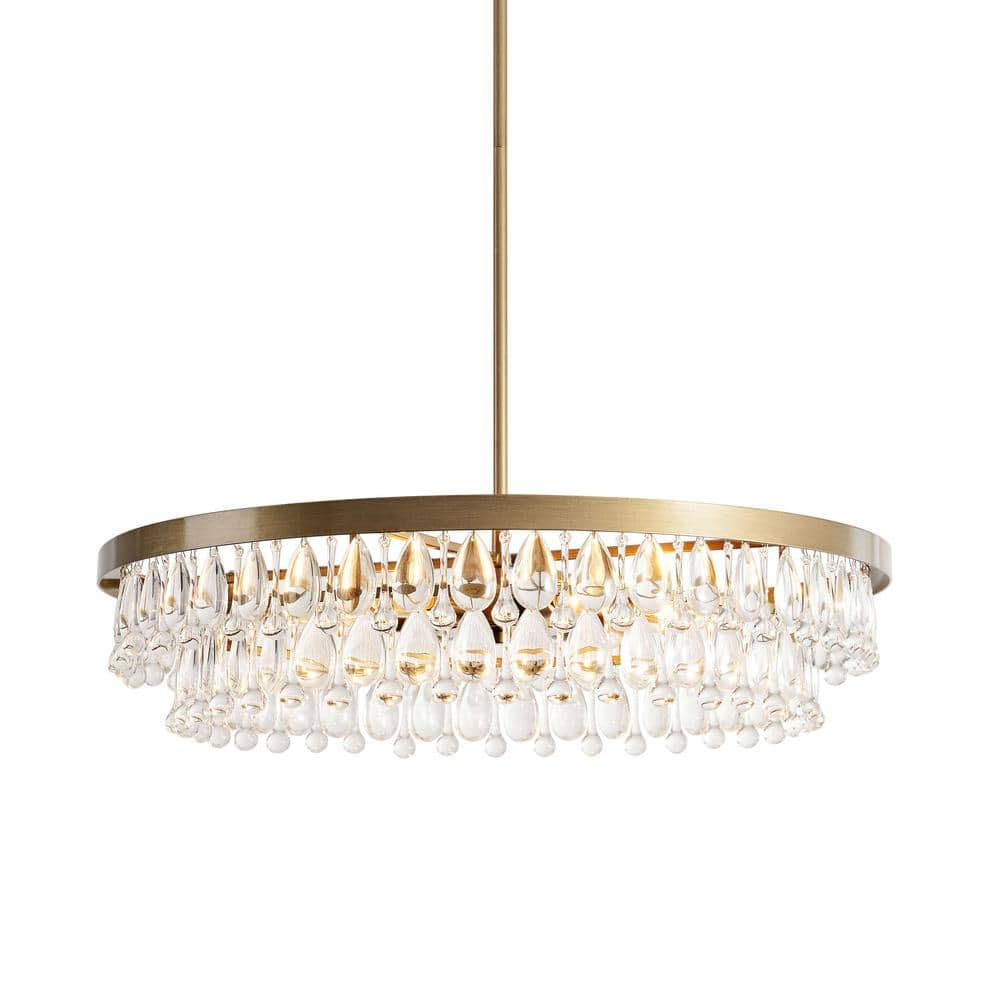 Jojospring Adela 24 in. Dia Crystal 6-Light Brushed Brass Chandelier LJ ...