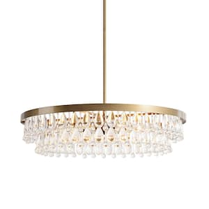 Adela 24 in. Dia Crystal 6-Light Brushed Brass Chandelier