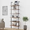 Nathan James Theo 85 In. Matte Black Reclaimed Oak Wood 6-shelf Wall 