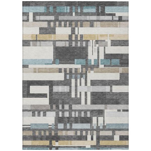 Chantille Machine Washable Indoor/Outdoor Abstract ACN3051 Gray 9 ft. x 12 ft. Area Rug