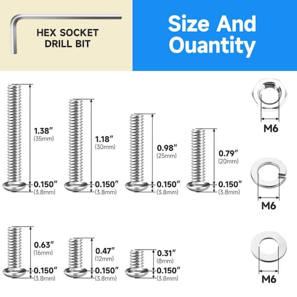 159-Piece 304 Stainless Steel Machine Screw Nut and Washer Kit