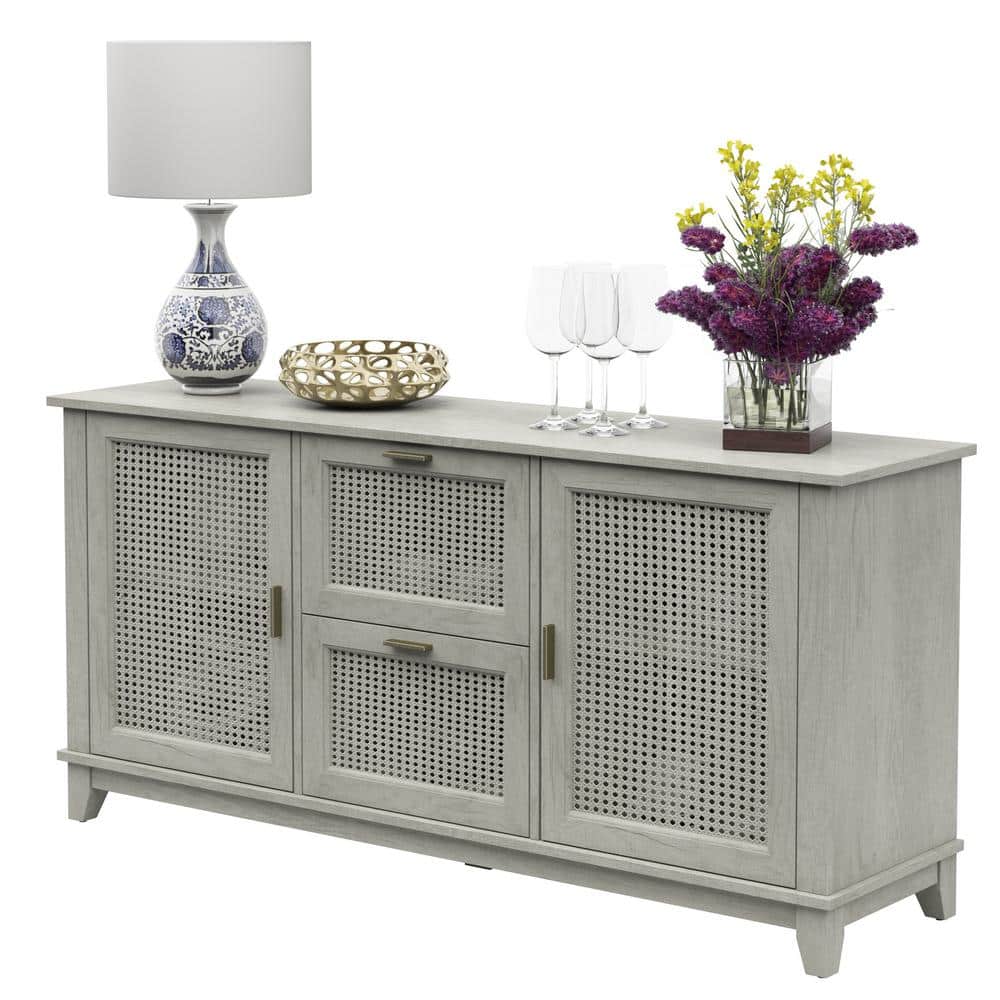 Fairfax Oak Cane Weave Hinged Door Sideboard