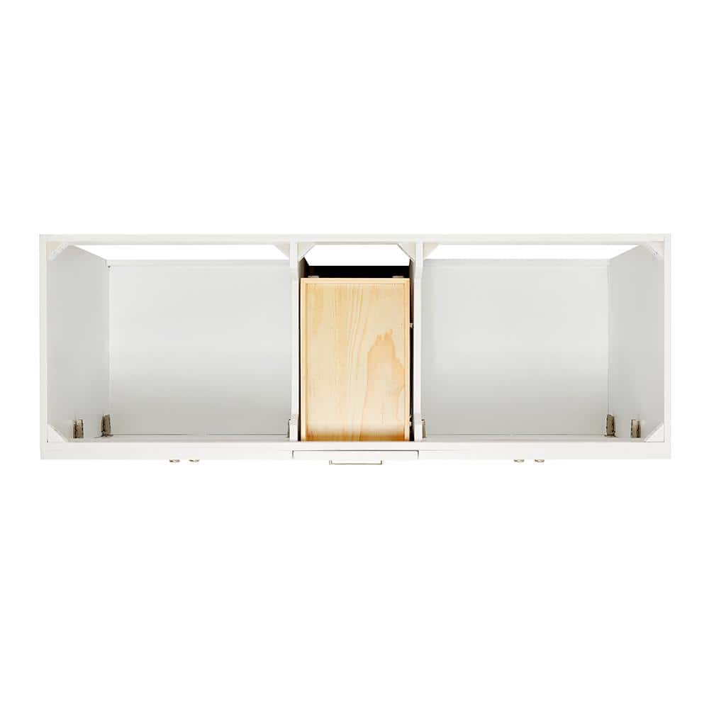 White Double Freestanding Bathroom Vanity Base with Nickel Hardware