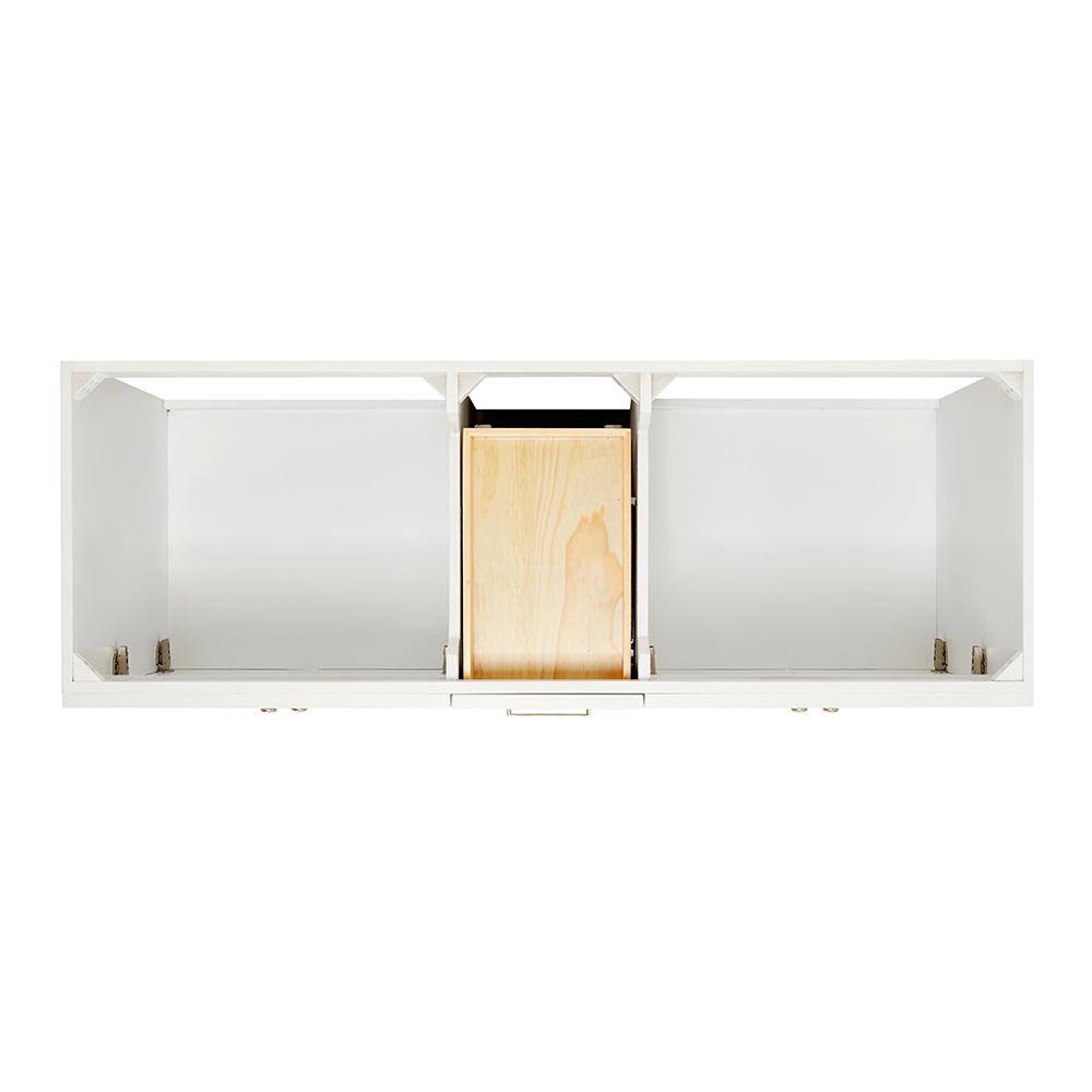 White Double Freestanding Bathroom Vanity Base with Nickel Hardware