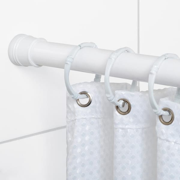 Zenna Home Neverrust 52 In To 86 Aluminum Adjustable Tension Shower Rod White 86b4alwwl Aluminum Adjustable Tension Shower Rod, Bathroom Curtain Rods Home Depot