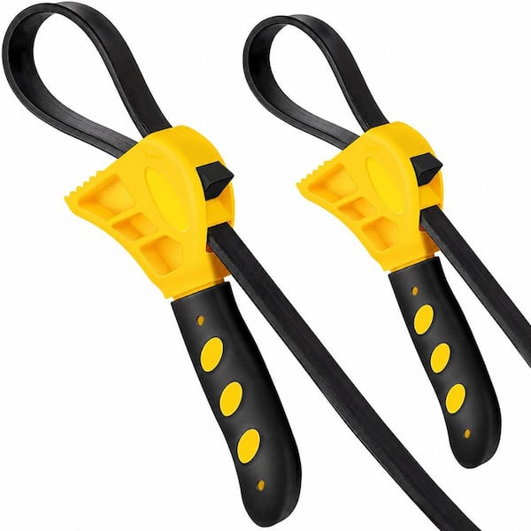 Adjustable Strap Wrench and Rubber Jar Opener Set of Two for Home, Outdoor, and Travel Use