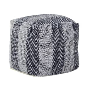 20 in. Black Fabric with Chevron Pattern Pouf