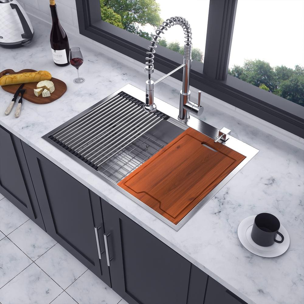 33'' Stainless Steel Single Bowl Kitchen Sink with Accessories