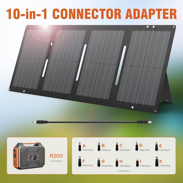 Lukyamzn 300-Watt Portable Solar Generator w/ Foldable 60-Watt