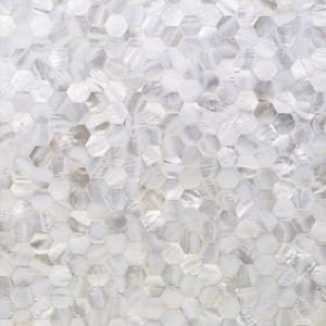 Lokahi White Hexagons 11.81 in. x 11.81 in. x 2 mm Pearl Shell Mosaic Tile