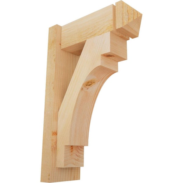 Ekena Millwork 6 in. x 24 in. x 16 in. Douglas Fir Merced Arts and Crafts Rough Sawn Outlooker