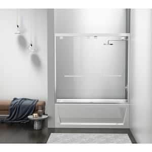 Simply Living 60 in. W x 60 in. H Semi-Frameless Sliding Tub Door in Polished Chrome with Clear Glass
