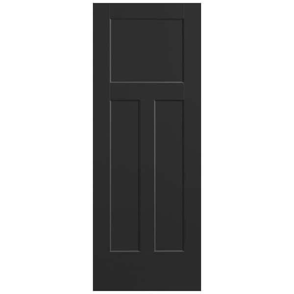 Masonite 30 in. x 80 in. 3-Panel Winslow Single Bore Solid Core Jet Black Molded Composite Interior Door Slab