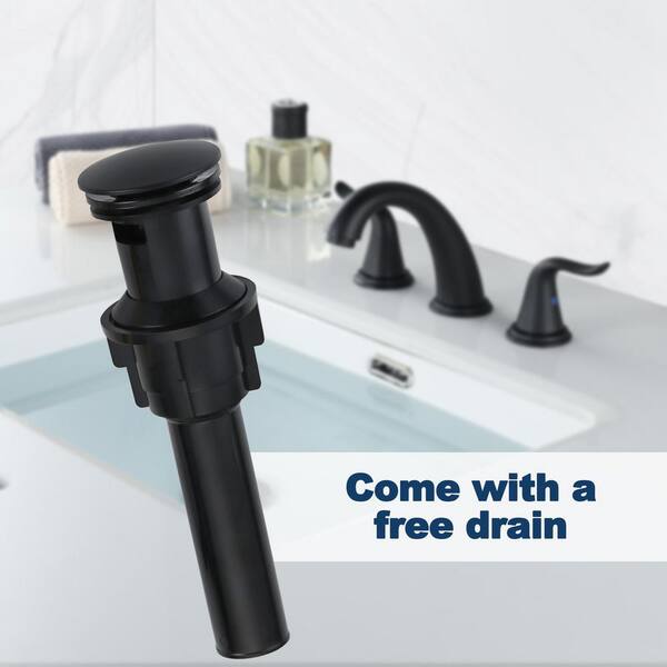 WOWOW 8 in. Widespread Double Handle Bathroom Faucet with Drain