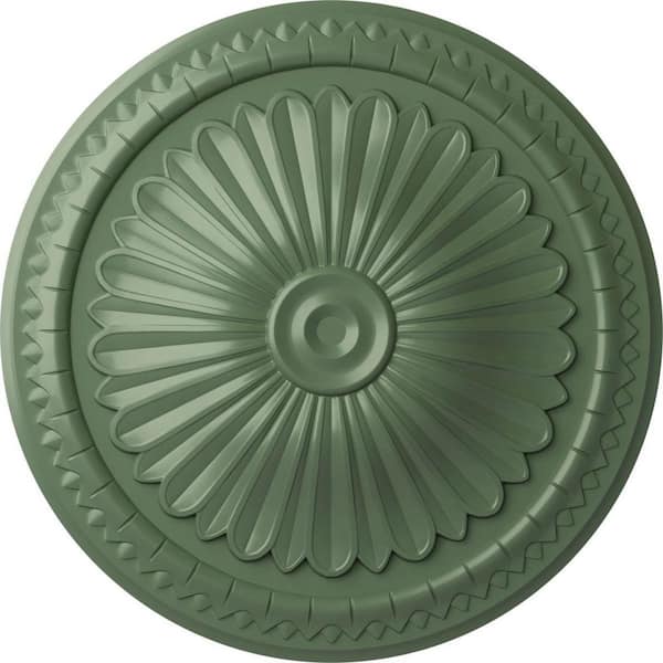 Ekena Millwork 15" x 1-3/4" Alexa Urethane Ceiling (Fits Canopies upto 3"), Hand-Painted Athenian Green