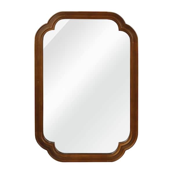 24.00 in. W x 36.00 in. H Rounded Corner Solid Wood Frame Wall Mount Bathroom Vanity Mirror in Black Walnut