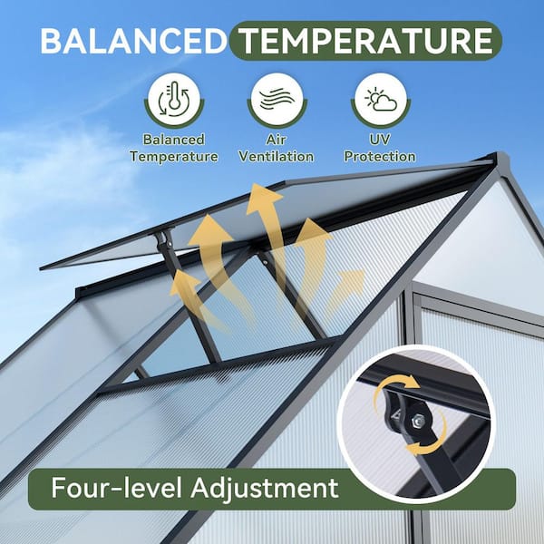 Sizzim 6 ft. W x 4 ft. D x 6.5 ft. H Greenhouse for Outdoors