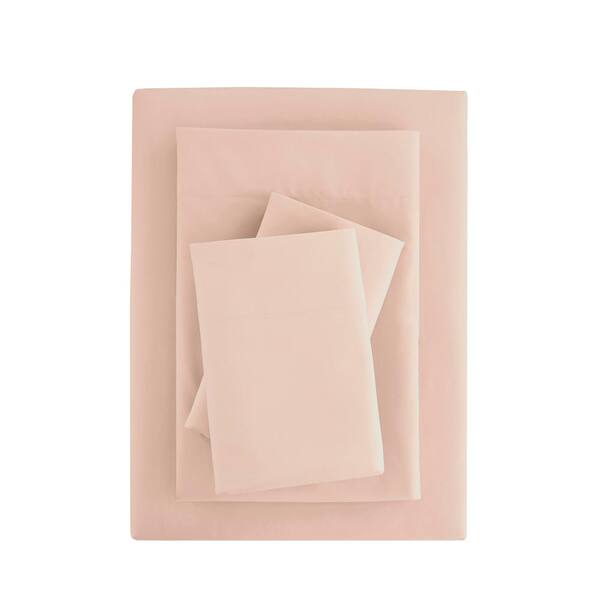 StyleWell Brushed Soft Microfiber 4-Piece King Sheet Set in Cameo Pink