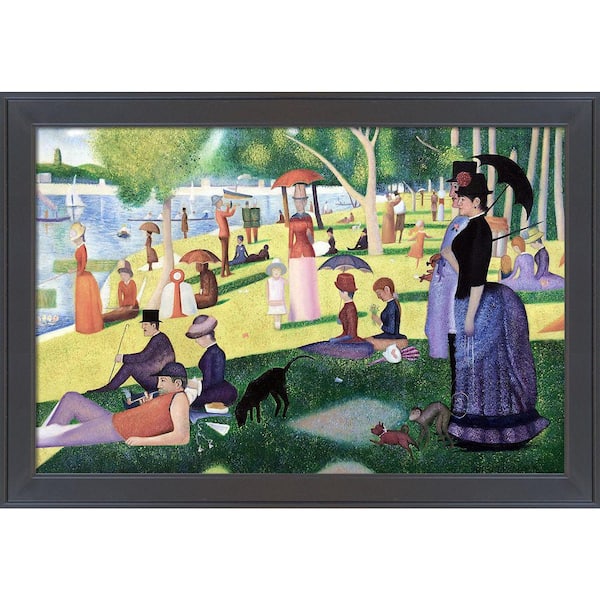 LA PASTICHE Sunday Afternoon on Island by Georges Seurat Gallery Black Framed People Oil Painting Art Print 28 in. x 40 in.