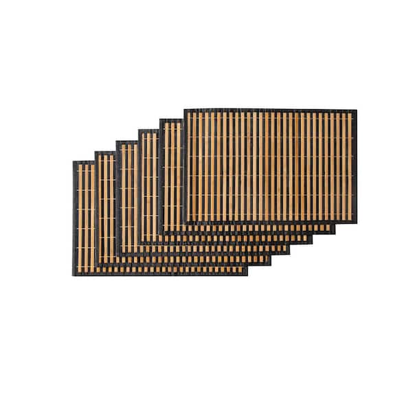 18 in. x 12 in. Black Bamboo Table Placemat Set of 6
