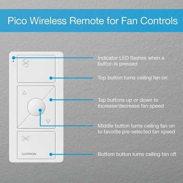 Lutron Pico Smart Remote for Caseta Smart Fan Speed Control, Light Almond (PJ2-3BRL-GLA-F01)