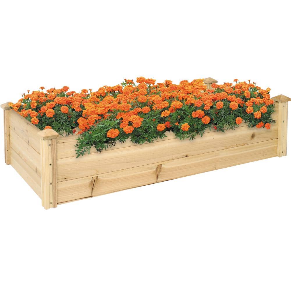 brown-sunnydaze-raised-planter