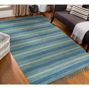 Hand-Knotted Wool/Bamboo Silk Flatweave Rug, Turquoise : Luxurious and Stylish Area Rug for Enhancing the Comfort and A