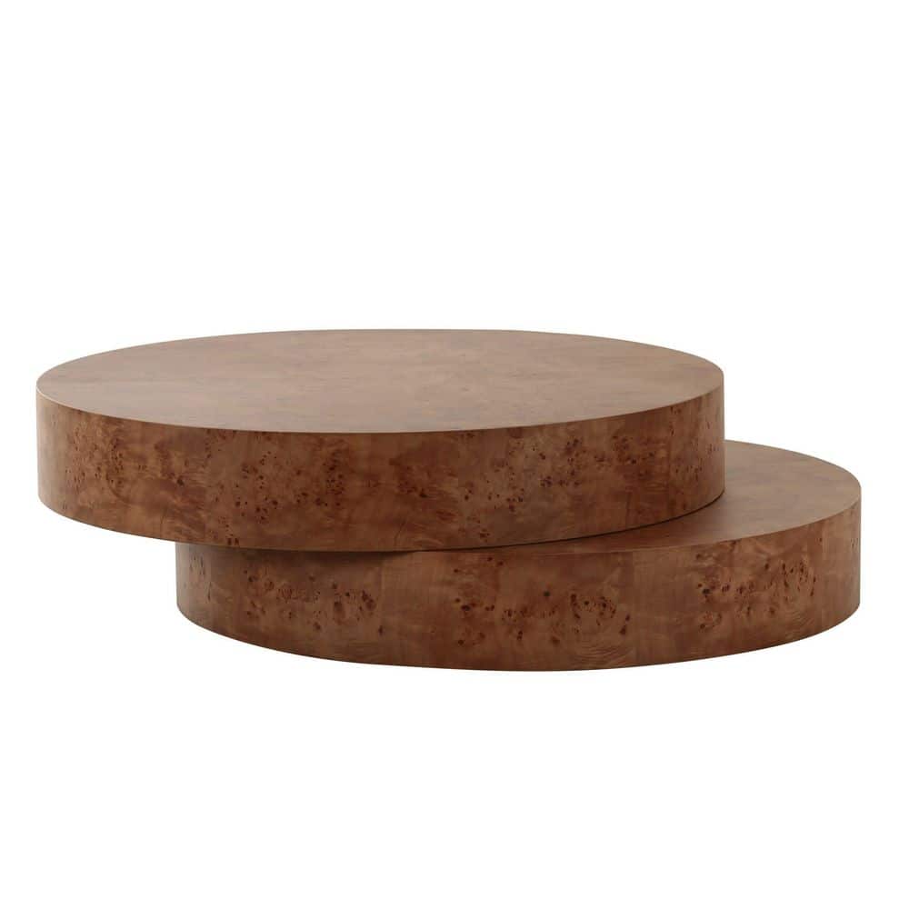 Modrest Ely Modern 47 in. Burl Round Wood Coffee Table