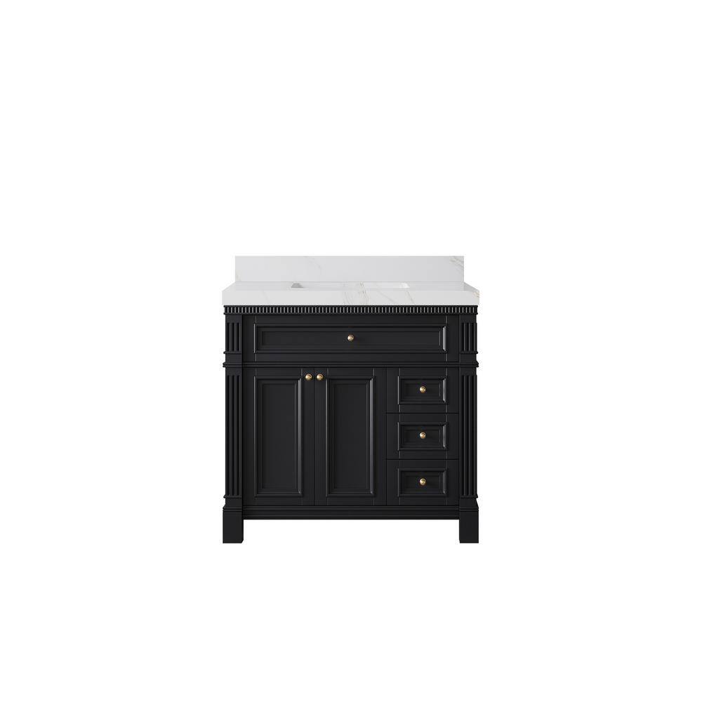 Paris 36 in. W x 22 in. D x 36 in. H Single Sink Bath Vanity Center in Black with 2 in. Calacatta Sienna qt. Top price history on PriceWatchPro