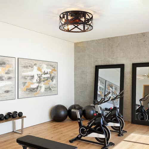 18 in. Indoor Black Flush Mount Ceiling Fan with Light and Remote Low Profile Bedroom Ceiling Fan Ceiling Light with Fan Ceiling Fans