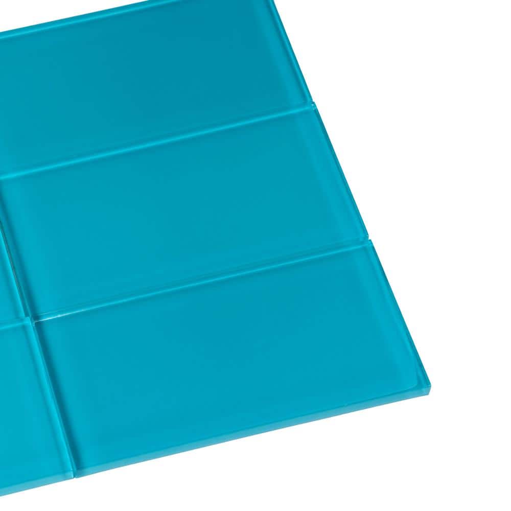 Cerulean Blue 3x6 Glossy Glass Subway Wall Tile, 40 Pack