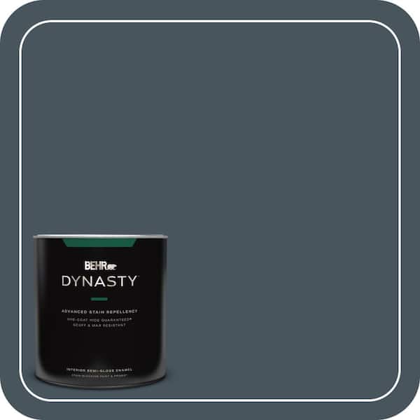 BEHR DYNASTY 1 qt. #BNC-40 Moody Black Semi-Gloss Enamel Interior Stain-Blocking Paint and Primer