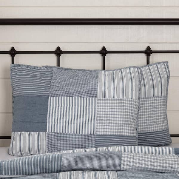 VHC BRANDS Sawyer Mill Blue Farmhouse Quilted Cotton Standard Sham