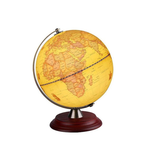 Angel Sar 11 in. H Illuminated World Globe with Wooden Stand