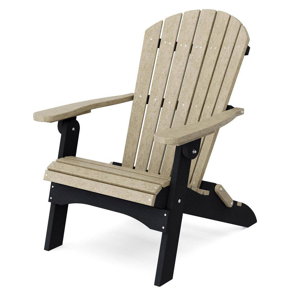 Heritage Weathered Wood and Black Plastic Outdoor Folding Adirondack Chair price history on PriceWatchPro