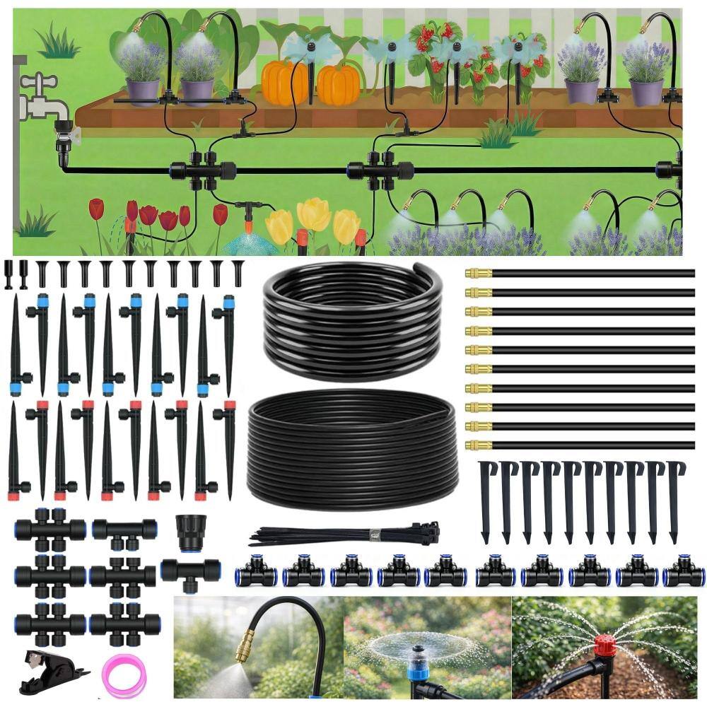 240FT Drip Irrigation Kit Quick Connect Black 1 Pack GSL2691 - The Home ...