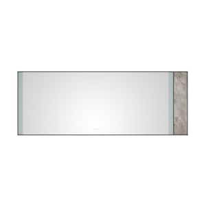 96 in. W x 36 in. H Large Rectangular Stainless Steel Framed Stone Dimmable Wall Bathroom Vanity Mirror in Black Frame