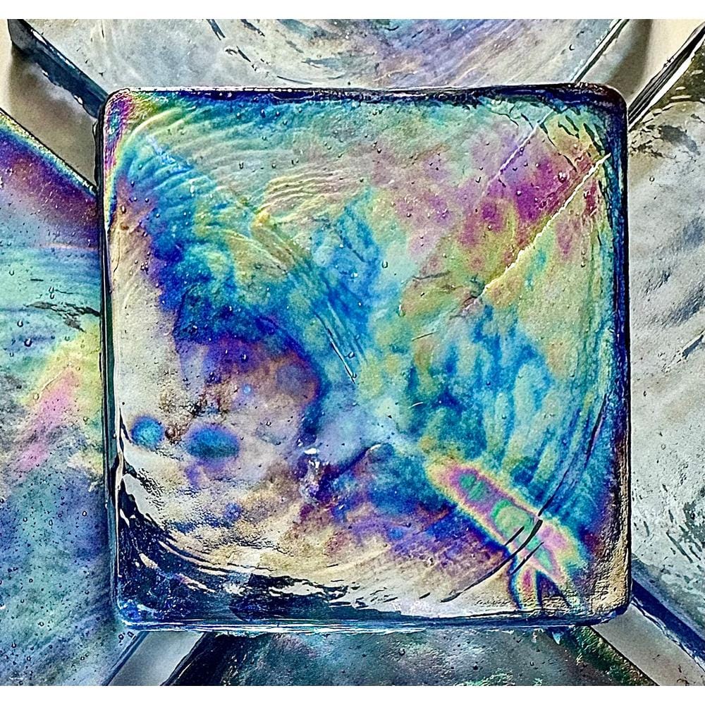 Iridescent Blue 2x2 Recycled Glass Mosaic Tile