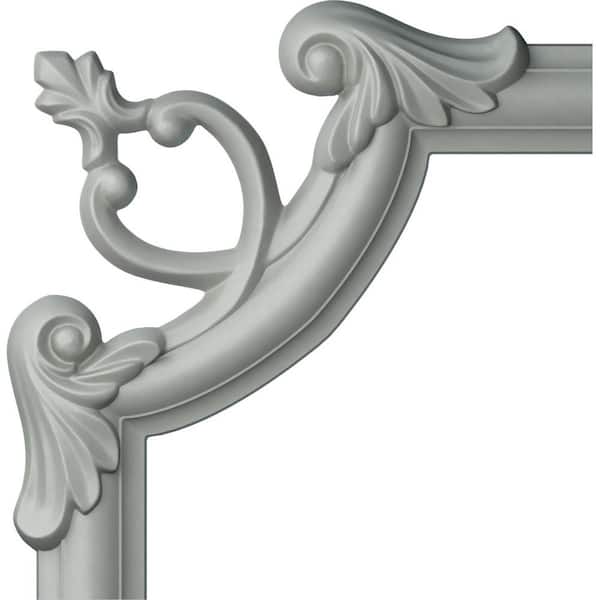 Ekena Millwork 9 in. x 3/4 in. x 9 in. Urethane Ashford Panel Moulding Corner (Matches Moulding PML01X00AS)